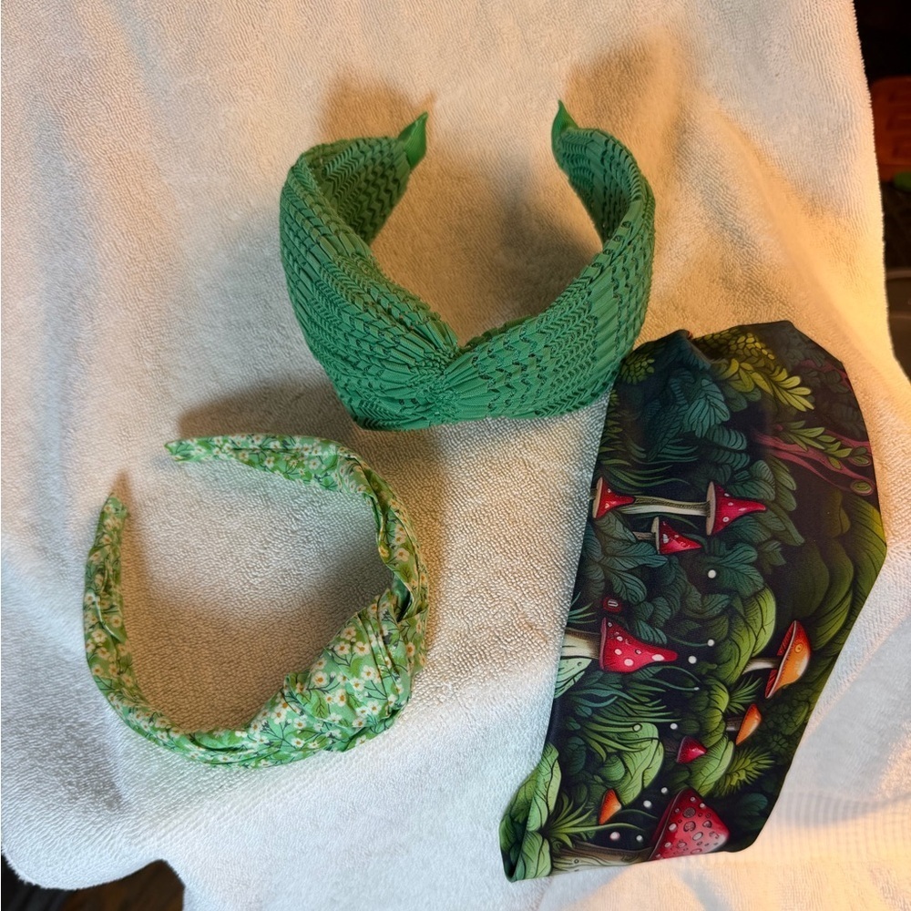 3 PC Green Headband Set
